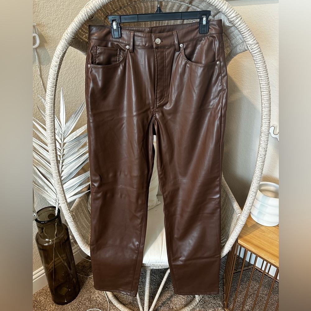 H&M Brown Faux Leather Pants